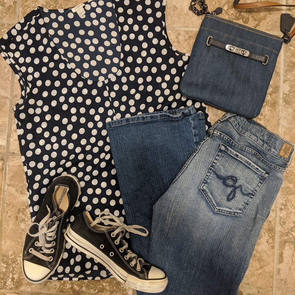 🐰J Crew polka dot blouse Sz 4